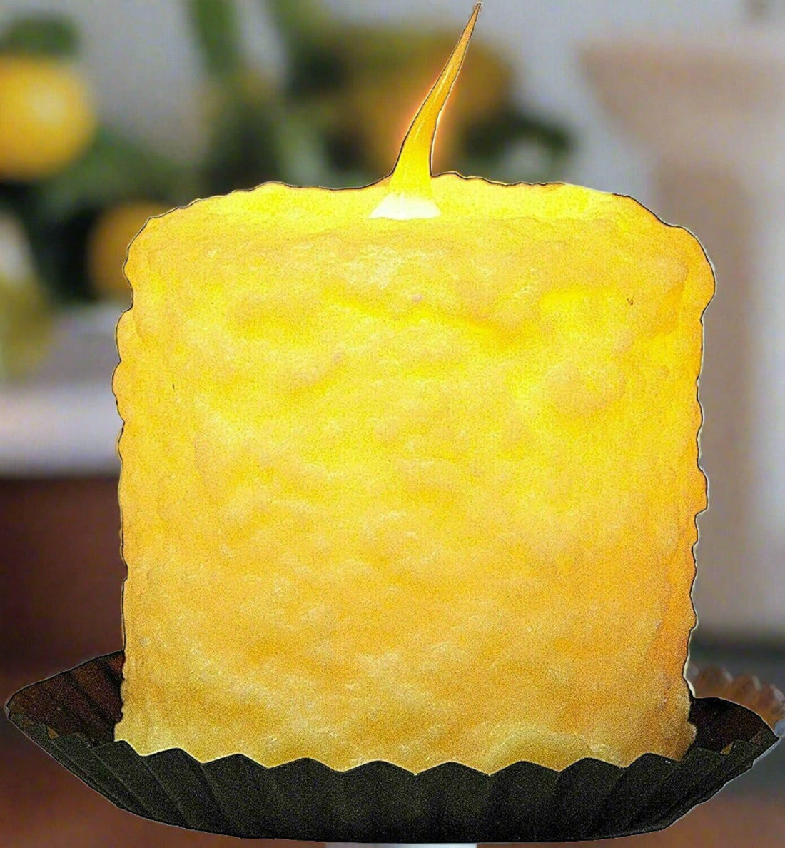 Primitive/Country Handcrafted Electric Hearth Candle LEMON BLISS 5&quot; x 4&