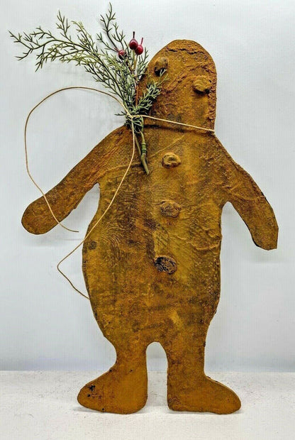 Primitive Christmas Wax dipped Cinnamon Dusted Gingerbread Man w/ Greens 13&quot; - The Primitive Pineapple Collection