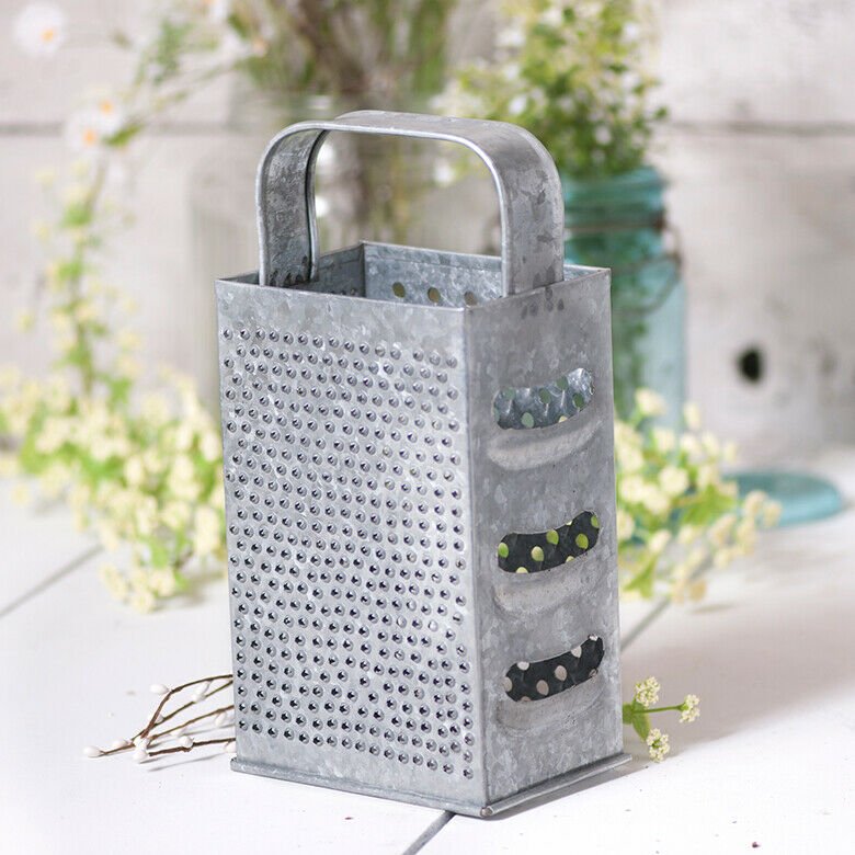 Primitive/Colonial Metal 11-Inch Shredder/Grater in Galvanized Tin - The Primitive Pineapple Collection