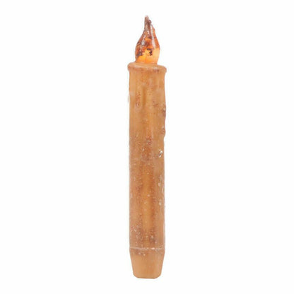 Primitive/Country Cream 7&quot; Battery Operated Flameless Taper Candle W/ Timer - The Primitive Pineapple Collection