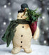 Primitive Handmade Christmas Snowman w/ Stocking 9" - The Primitive Pineapple Collection