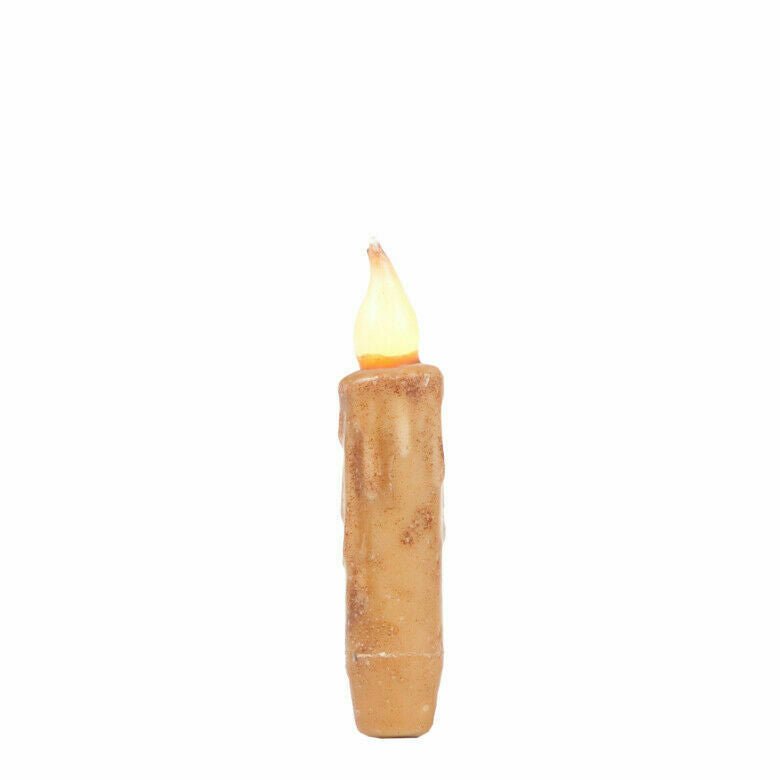 Primitive/Country 4&quot; Battery Operated Cream Taper Candle W/Timer - The Primitive Pineapple Collection