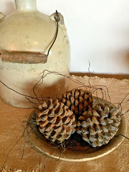 Primitive Farmhouse Scented Beeswax Christmas Winter Pine Cones Bowl filler 3pc - The Primitive Pineapple Collection