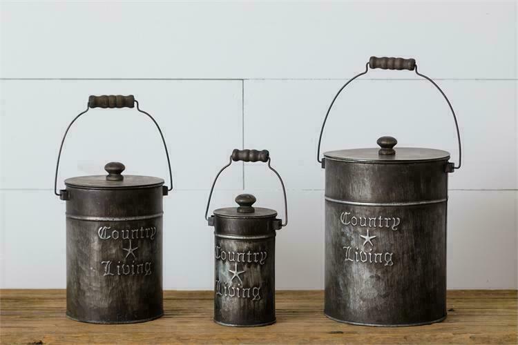 Primitive Country Country Living Star Tin 3 Piece Canister 3pc - The Primitive Pineapple Collection