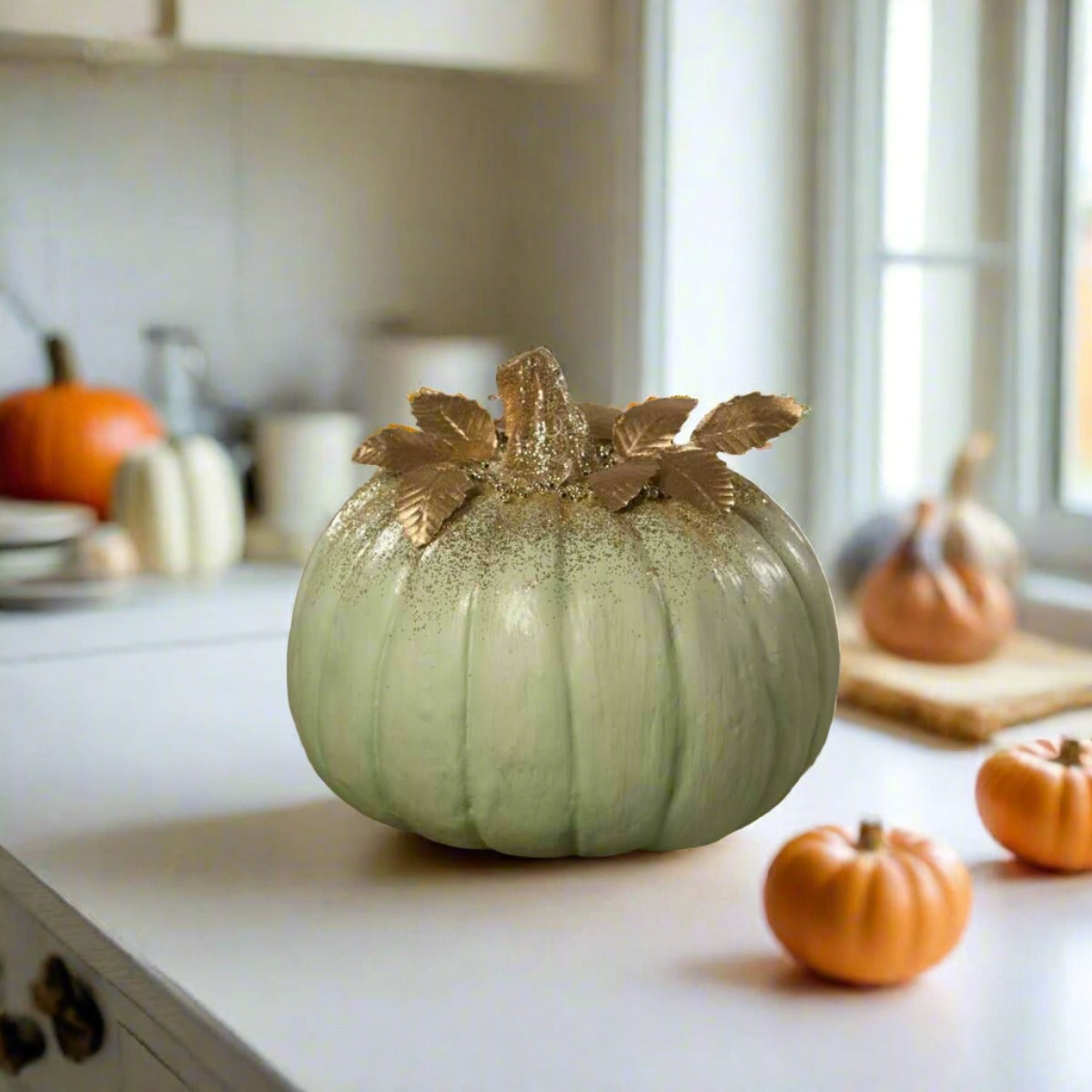 Bethany Lowe Autumn Elegant Green Pumpkin TD0075 - The Primitive Pineapple Collection