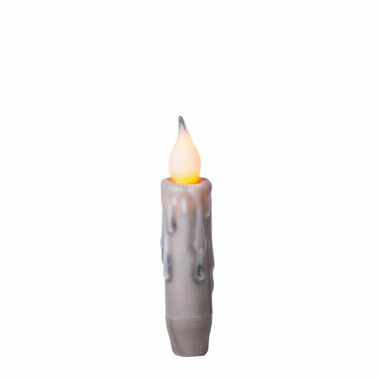 Primitive/Country 4&quot; Battery Operated Gray Taper Candle W/Timer - The Primitive Pineapple Collection