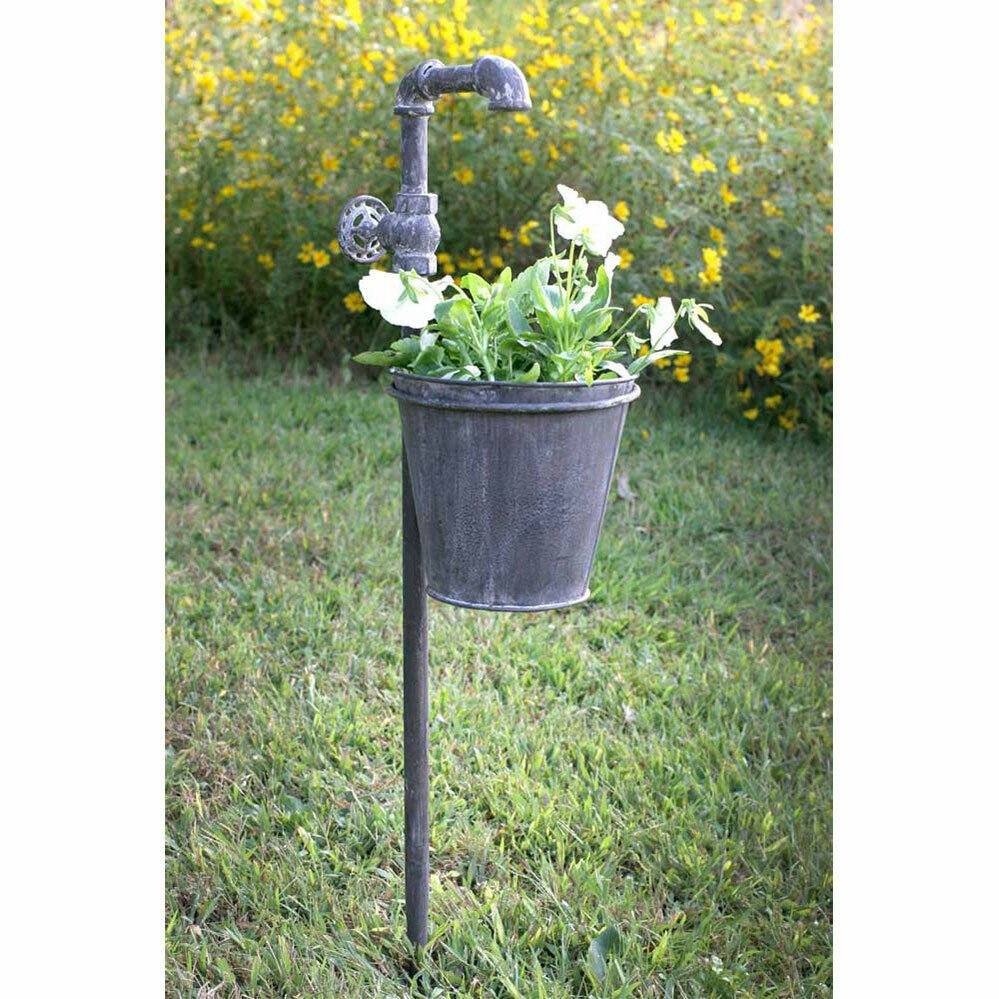 Primitive/Country Faucet Garden Stake w/ Planter Rustic 32.5&quot;H - The Primitive Pineapple Collection