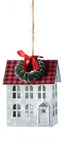 Christmas Metal Light Up Plaid Roof Farmhouse Ornament Light up 2 styles - The Primitive Pineapple Collection