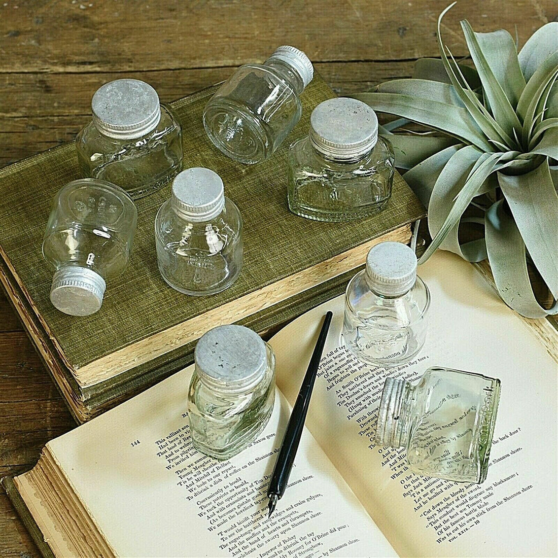 Primitive Vintage Writers Antique Glass Ink Bottle/Zinc Cap - The Primitive Pineapple Collection