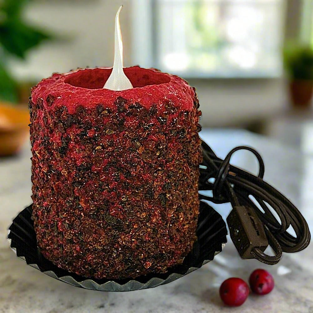 Primitive/Country Handcrafted Electric Hearth Candle Homespun Harvest 5" x 4&