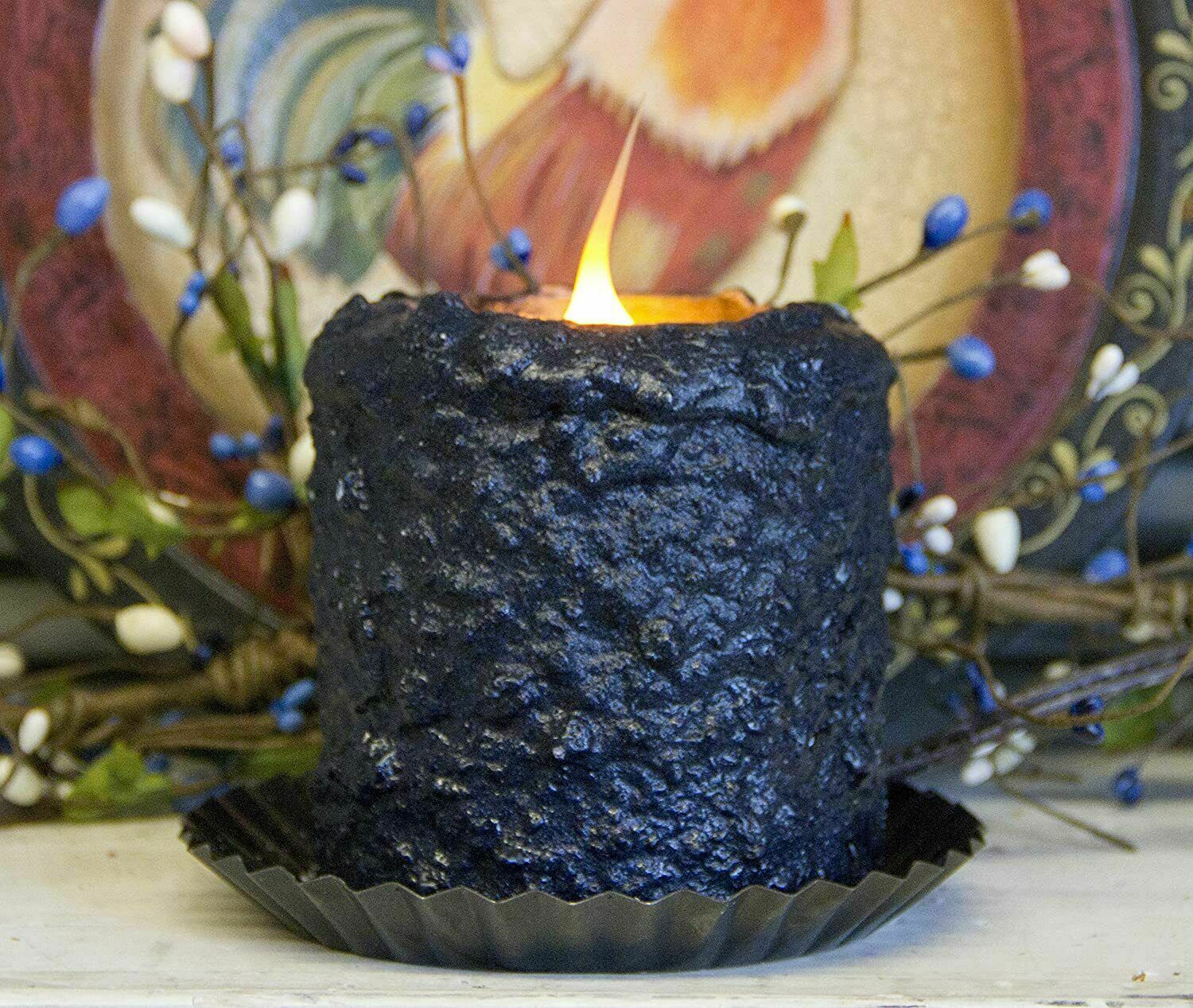 Primitive/Country Handcrafted Electric Hearth Candle Blueberry 5&quot; x 4&