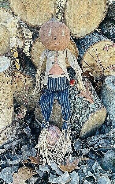 Primitive Grungy 26&quot; Henry Pumpkin Man Doll Autumn/Fall Country - The Primitive Pineapple Collection