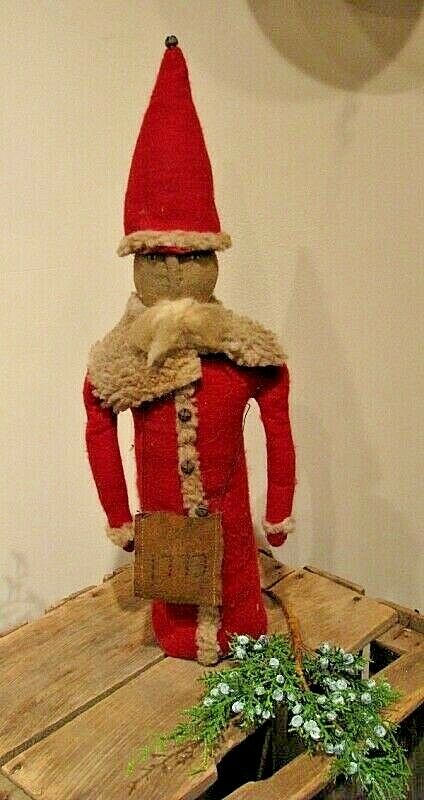 Primitive/Country Christmas Winter 1773 Santa Stump Doll 18&quot; - The Primitive Pineapple Collection