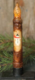 Primitive/Country 6" Burnt Mustard Snowman LED Timer Taper Candle - The Primitive Pineapple Collection