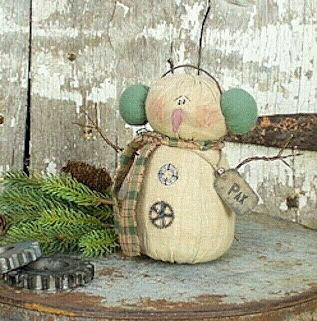 Christmas Folk Art Honey and Me Pax Salvage Snowman 6.5&quot; - The Primitive Pineapple Collection