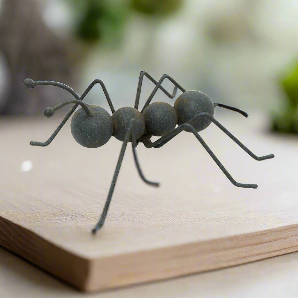 Halloween Garden Art Whimsical Black Metal Ant 6" - The Primitive Pineapple Collection