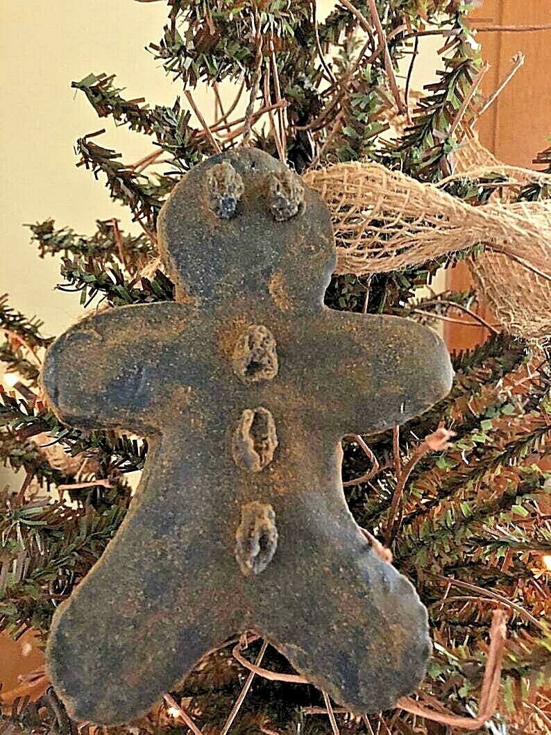 Primitive Colonial Scented Blackened Beeswax Gingerbread Man Ornament Christmas - The Primitive Pineapple Collection