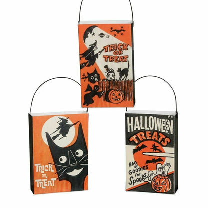 Bethany Lowe Halloween Retro 3 pc Mini Trick or Treat Bag Ornaments TF9132 - The Primitive Pineapple Collection