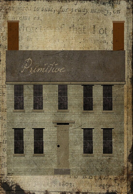 Handmade Primitive/Farmhouse Colonial Salt Box House Framed prints 11&quot;x 16&quot; Wood - The Primitive Pineapple Collection