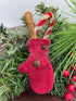 Christmas Mini Mitten w/ Greens, Cinnamon Stick and Candy Cane Ornie 5.5" - The Primitive Pineapple Collection