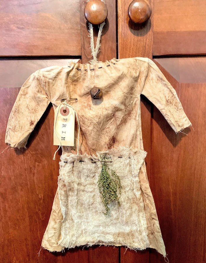 Primitive Colonial Handmade Extreme Prim Prairie Dress Farmhouse Homestead Decor - The Primitive Pineapple Collection