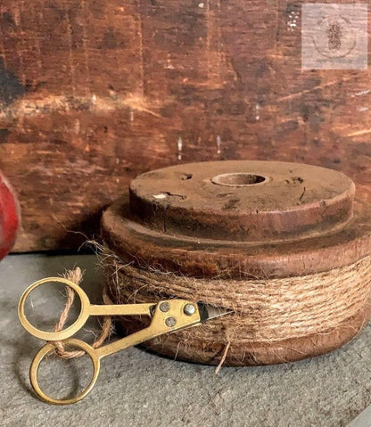 Vintage Rustic Primitive Wooden Industrial Textile Spools with Jute 2 sizes - The Primitive Pineapple Collection