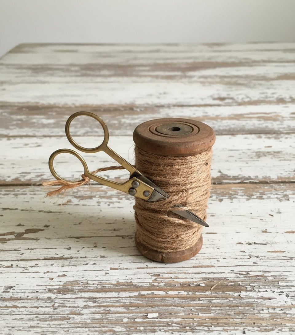 Vintage Rustic Primitive Wooden Industrial Textile Spools with Jute 2 ...