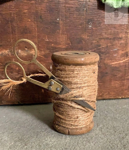 Vintage Rustic Primitive Wooden Industrial Textile Spools with Jute 2 sizes - The Primitive Pineapple Collection