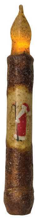 Primitive Country Burnt Mustard 6&quot; Timer Santa Taper Christmas - The Primitive Pineapple Collection