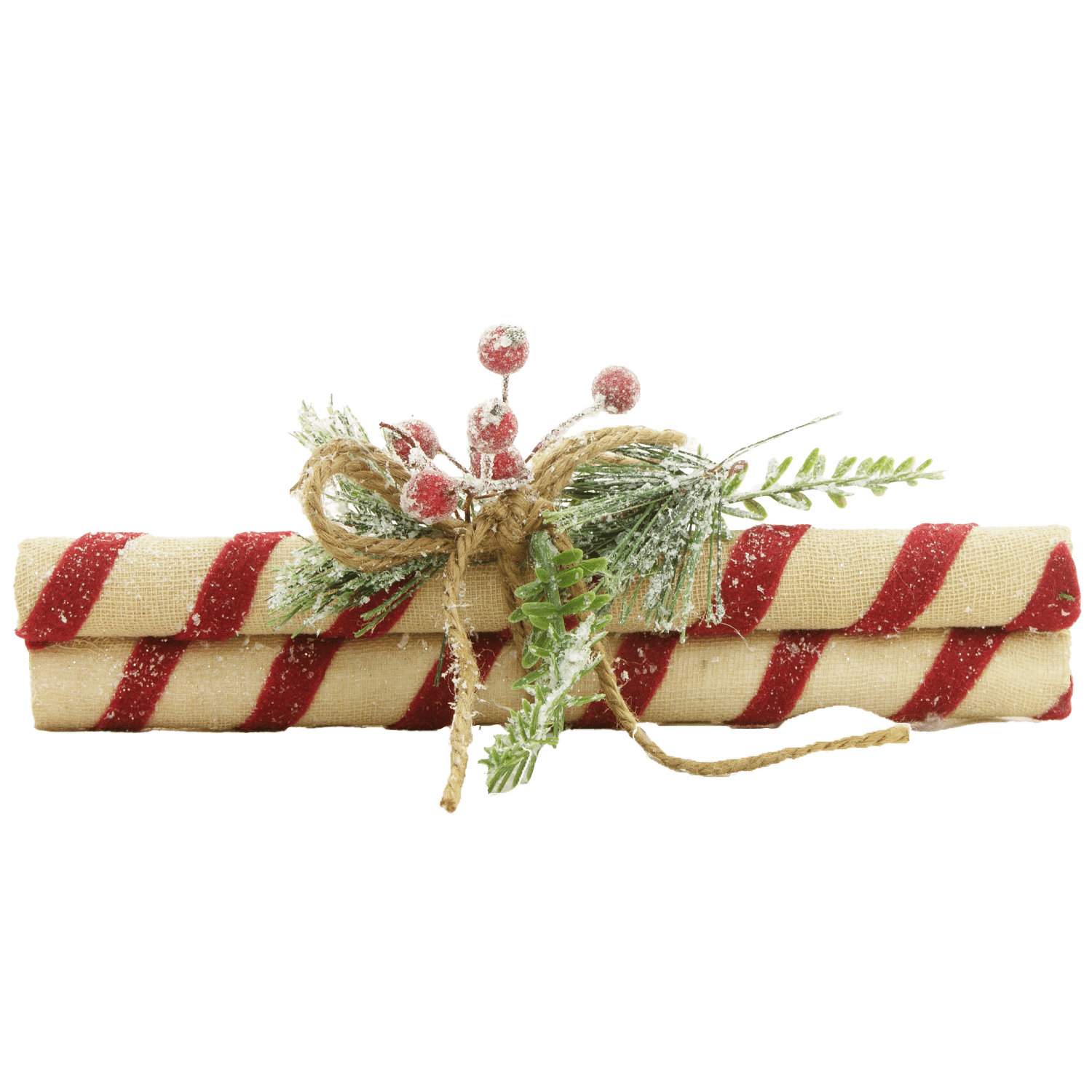 Primitive/Farmhouse Christmas 9&quot; Candy Cane Sticks Greens/Berries Bundle 3 pc - The Primitive Pineapple Collection