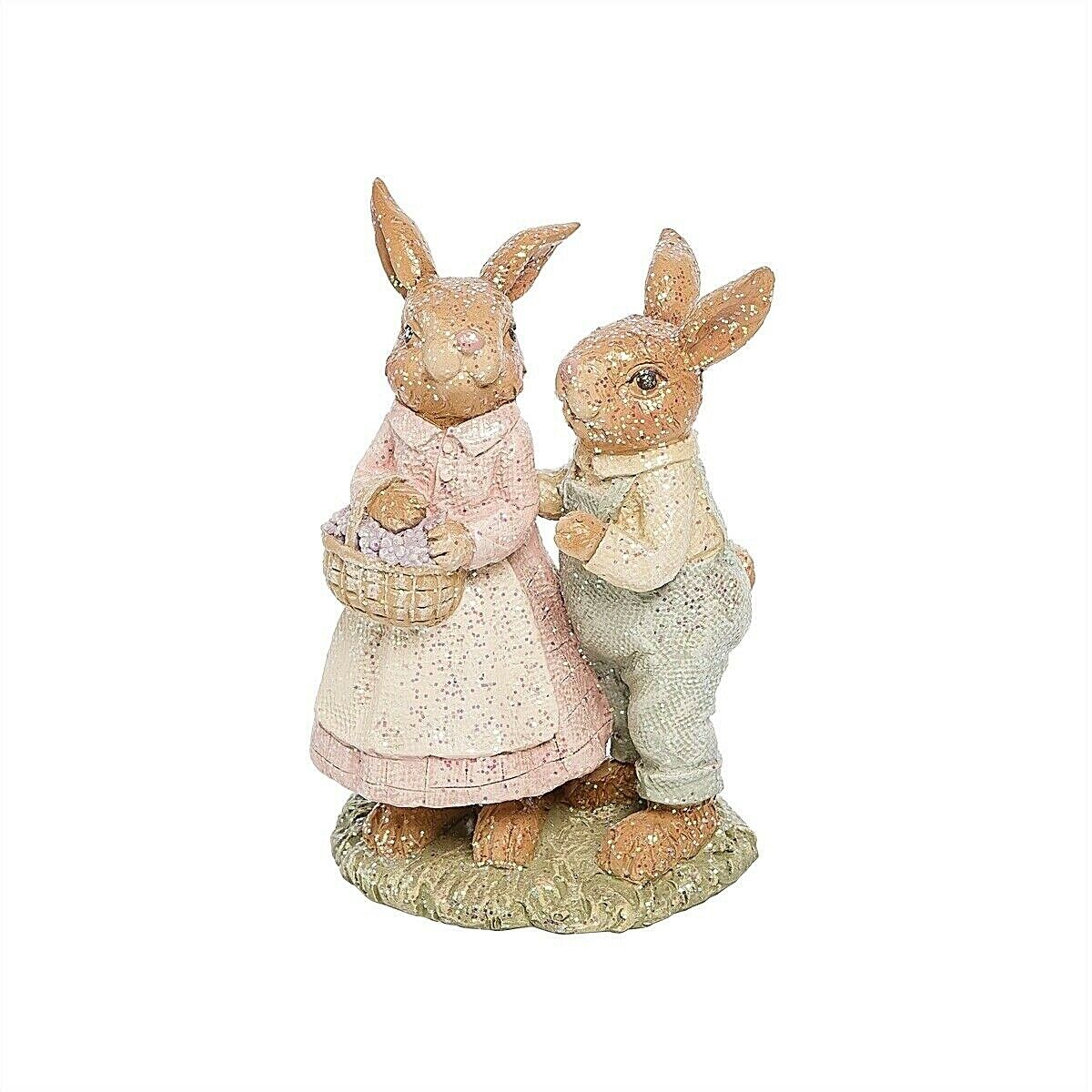 Primitive Spring Easter Farm Rabbit Couple Figurine Collectable - The Primitive Pineapple Collection