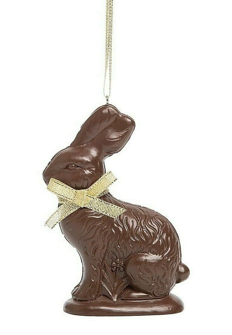 Spring Easter Chocolate Rabbit Ornament 5.9&quot; with Ribbon - The Primitive Pineapple Collection