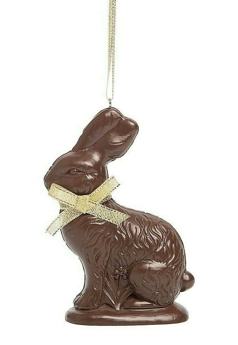Spring Easter Chocolate Rabbit Ornament 5.9" with Ribbon - The Primitive Pineapple Collection