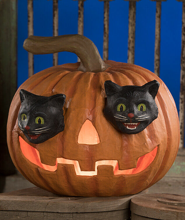 Bethany Lowe Halloween Cat Eyes Jack O Lantern Luminary TJ9521