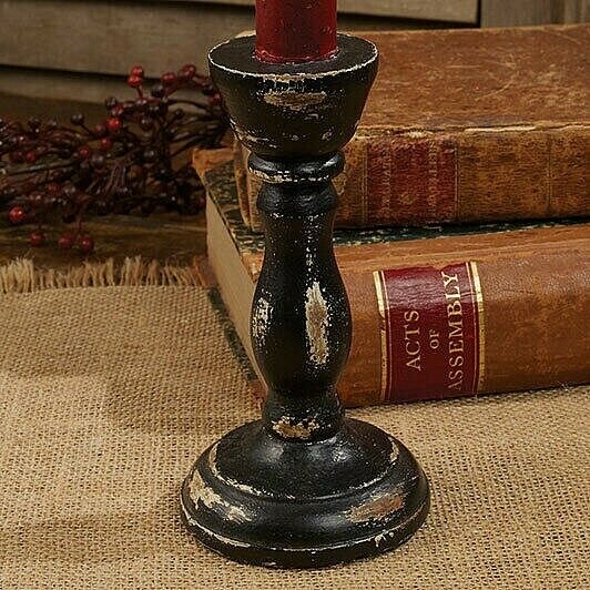 Primitive Colonial Aged Black Taper Holder 5.5&quot; - The Primitive Pineapple Collection