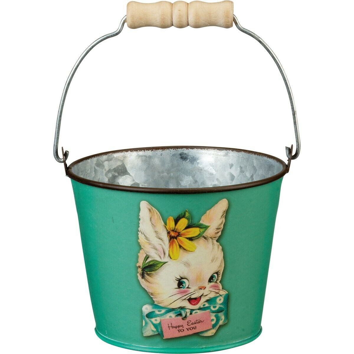 Primitive Retro Vintage Look Easter Metal Bucket 3 Styles Bunny Chick Lamb - The Primitive Pineapple Collection