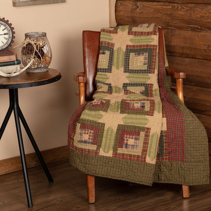 Primitive Tea Cabin Throw 60X50 Log Cabin Patchwork Hand Quilting - The Primitive Pineapple Collection