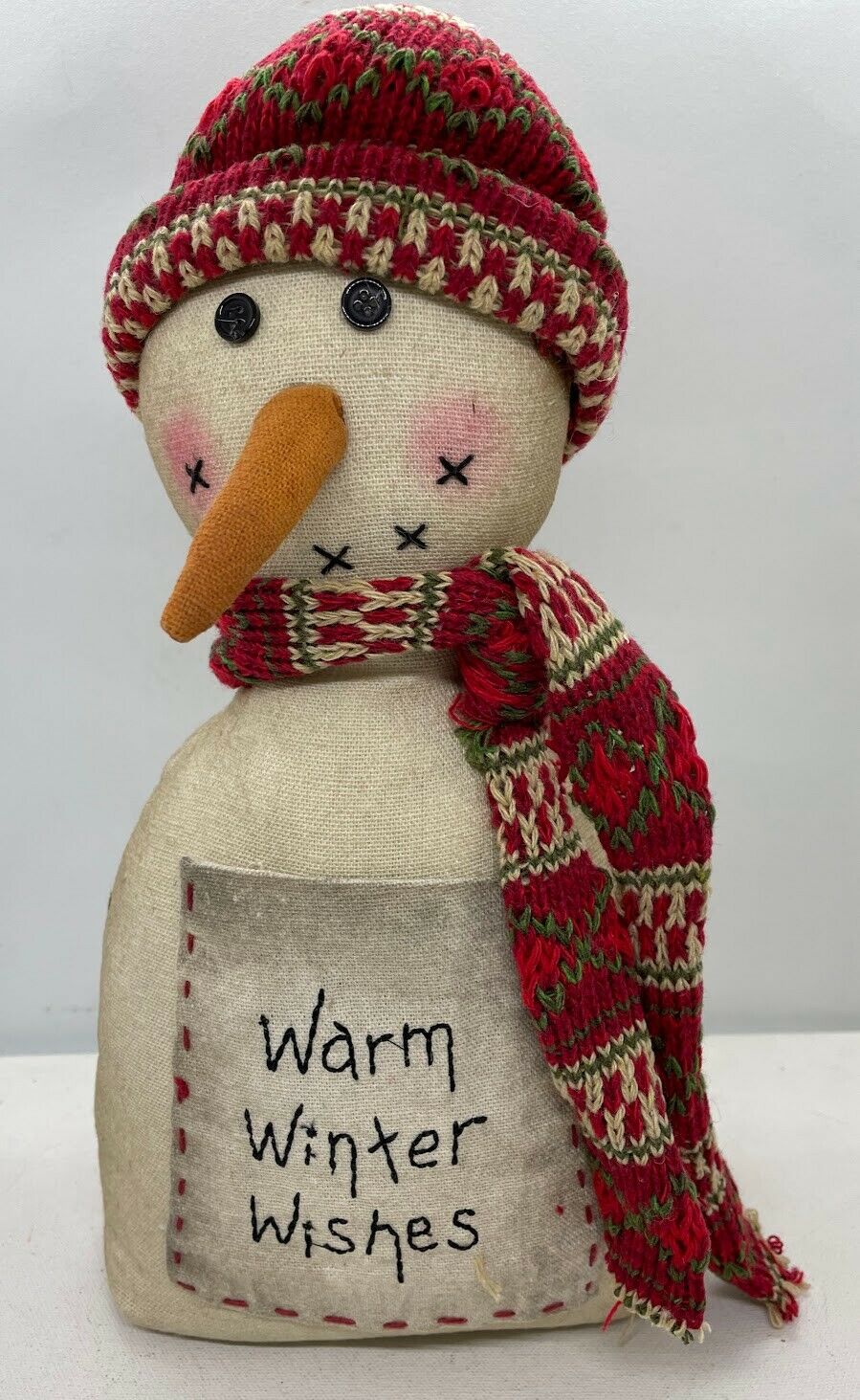 Christmas Farmhouse Snowman Stump hat/scarf Dolls 3 styles - The Primitive Pineapple Collection
