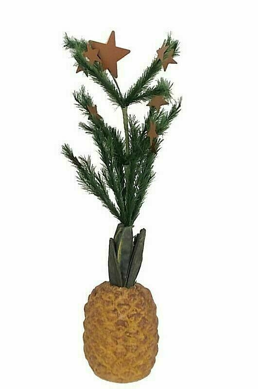 Primitive/Colonial 18&quot; Paper Mache Pineapple w/Feather Tree Christmas/Welcome - The Primitive Pineapple Collection