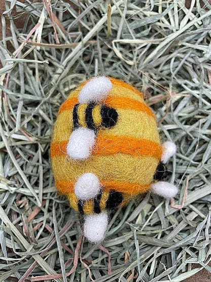 Primitive Folk Art Handmade Felted Bumble Beehive Ornament 2.5&quot; - The Primitive Pineapple Collection