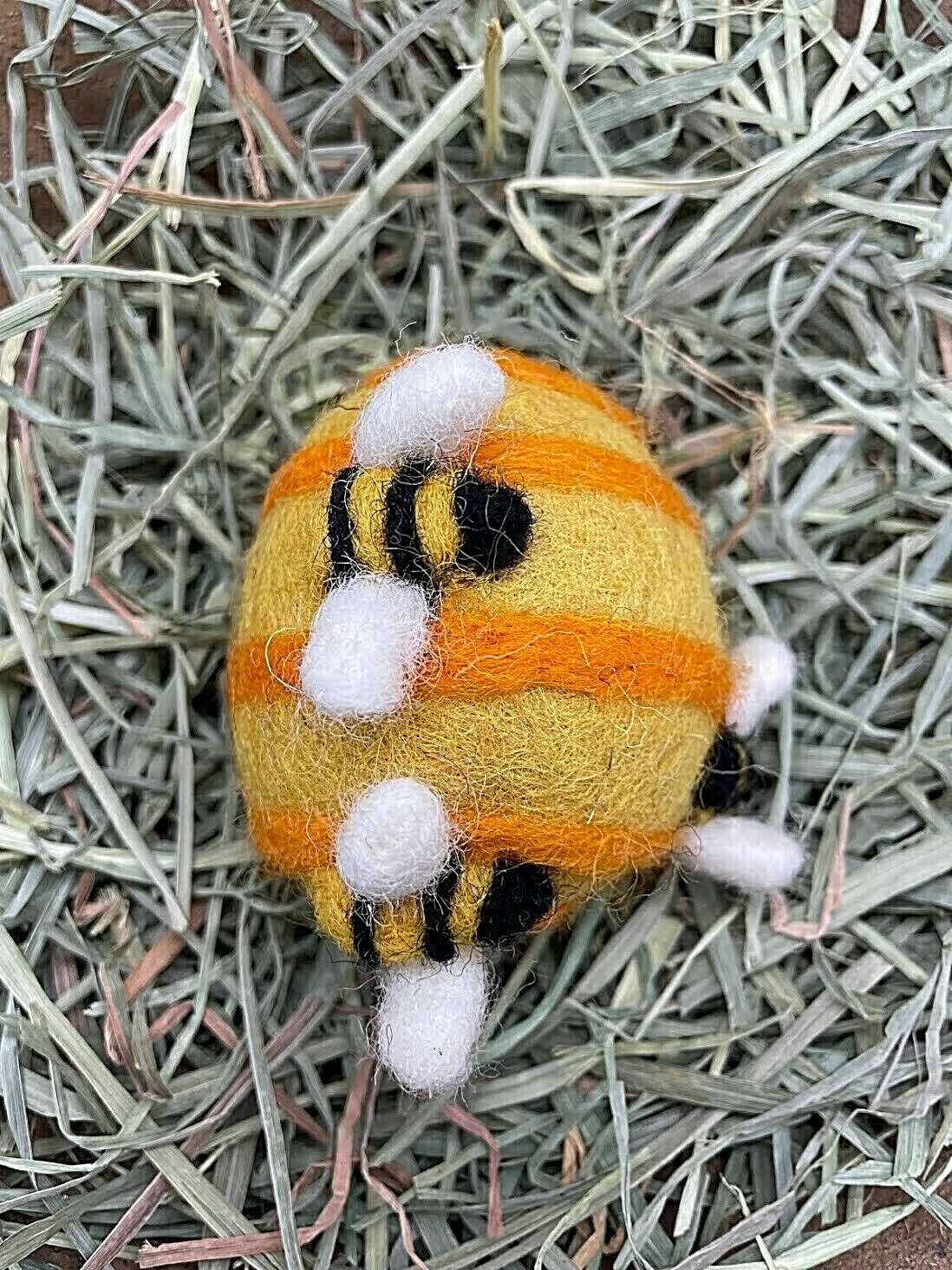 Primitive Folk Art Handmade Felted Bumble Beehive Ornament 2.5&quot; - The Primitive Pineapple Collection