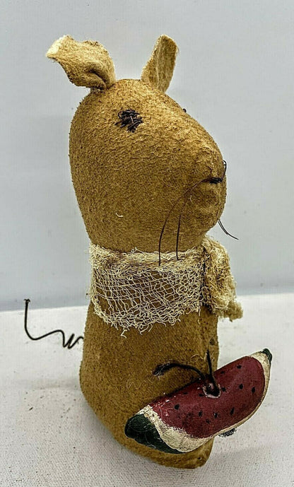 Primitive Farmhouse Country Mouse with Watermelon Stump Doll 8&quot; - The Primitive Pineapple Collection