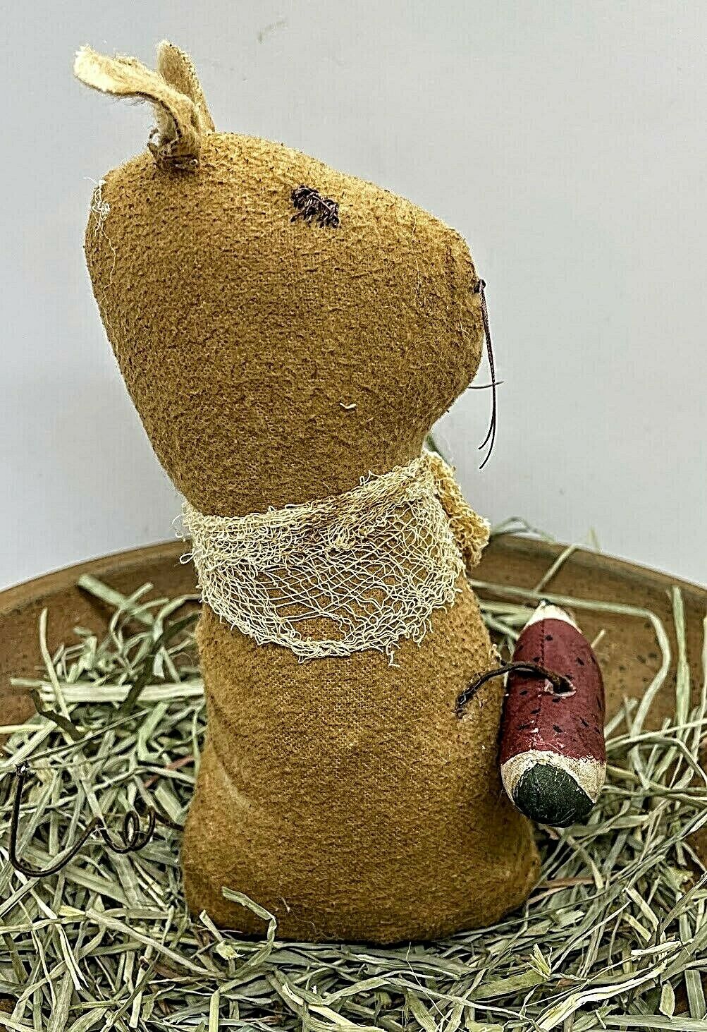 Primitive Farmhouse Country Mouse with Watermelon Stump Doll 8&quot; - The Primitive Pineapple Collection