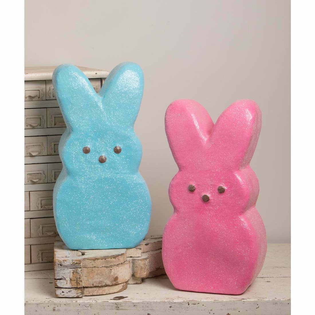 Bethany Lowe Easter Spring Large Pink or Blue Peep Easter Bunny PEO440 18" - The Primitive Pineapple Collection