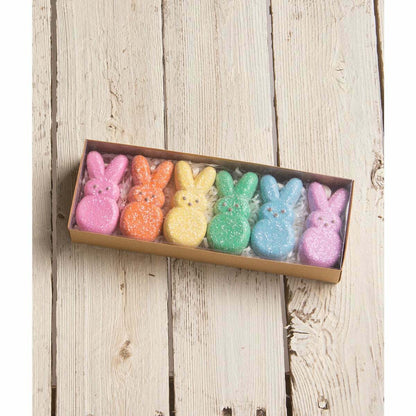 Bethany Lowe Spring Easter Pastel Peep Bunny 6 pc Ornaments PE1102 - The Primitive Pineapple Collection