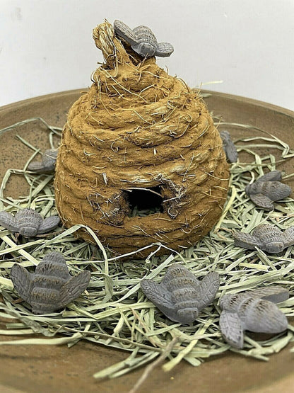 Primitive Farmhouse Wax Dipped Cinnamon Dusted Bee Skep Hive 4&quot; - The Primitive Pineapple Collection