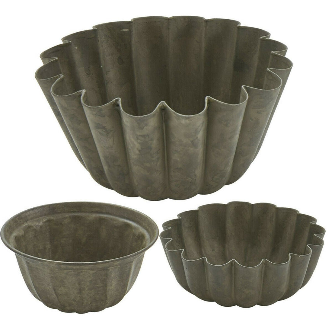 Primitive Country Fluted Tin Dessert Molds Candle holder Potpourri Holder 3 pc s - The Primitive Pineapple Collection