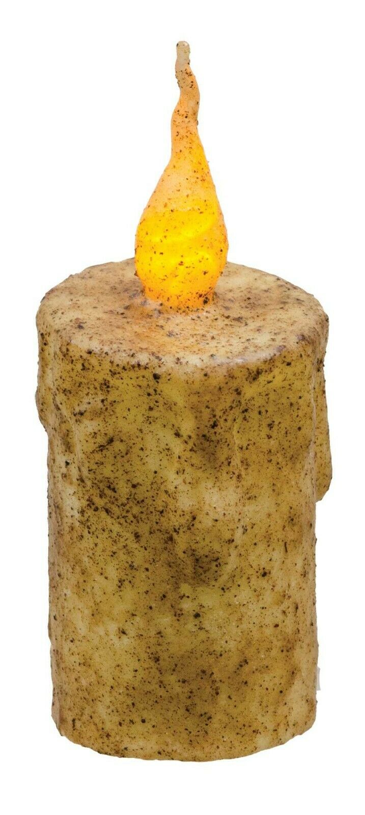 Primitive Country Burnt Ivory 5&quot; Flickering Twisted Flame Timer Pillar - The Primitive Pineapple Collection
