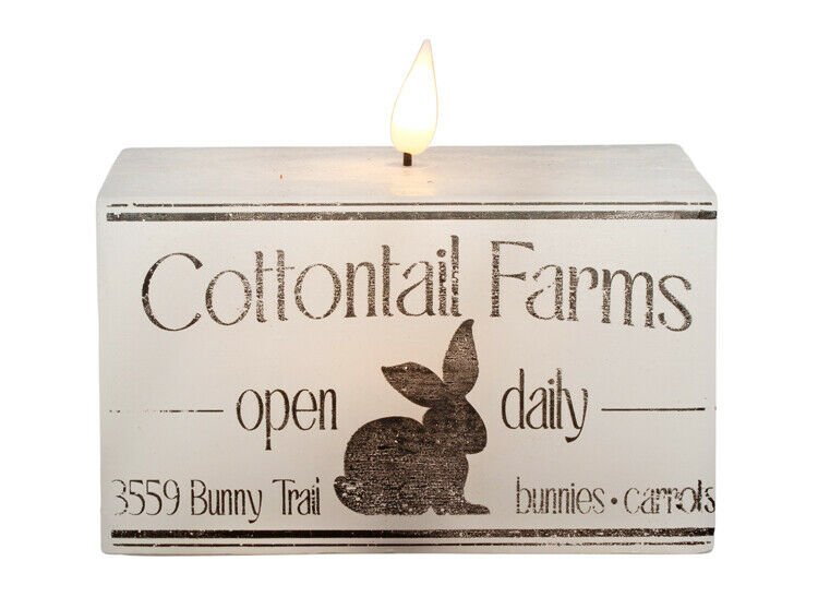 Primitive Farmhouse Rectangle Cottontail Farms Flicker LED Candle 5&quot; x 3&quot; x 3&quot; Timer - The Primitive Pineapple Collection