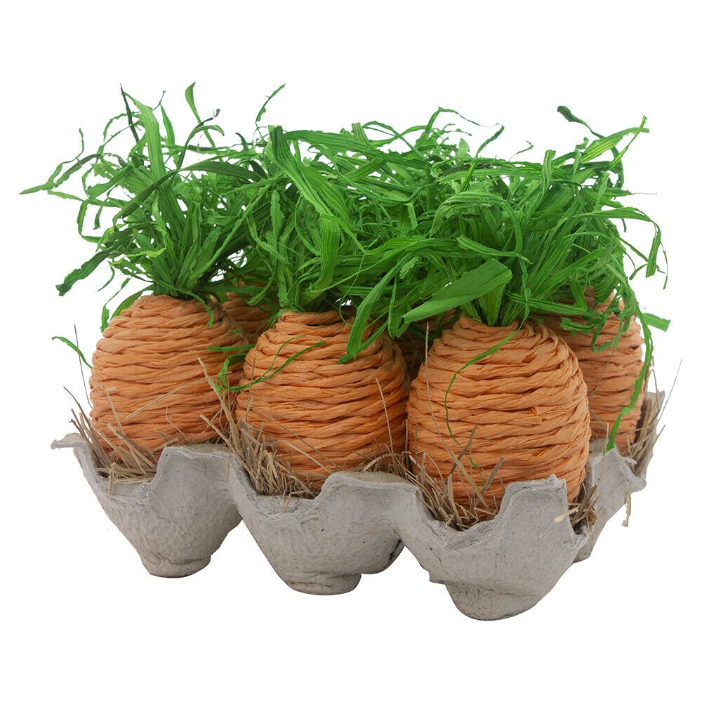 Spring Primitive Farmhouse 6pc Jute Carrots in Egg Crate - The Primitive Pineapple Collection